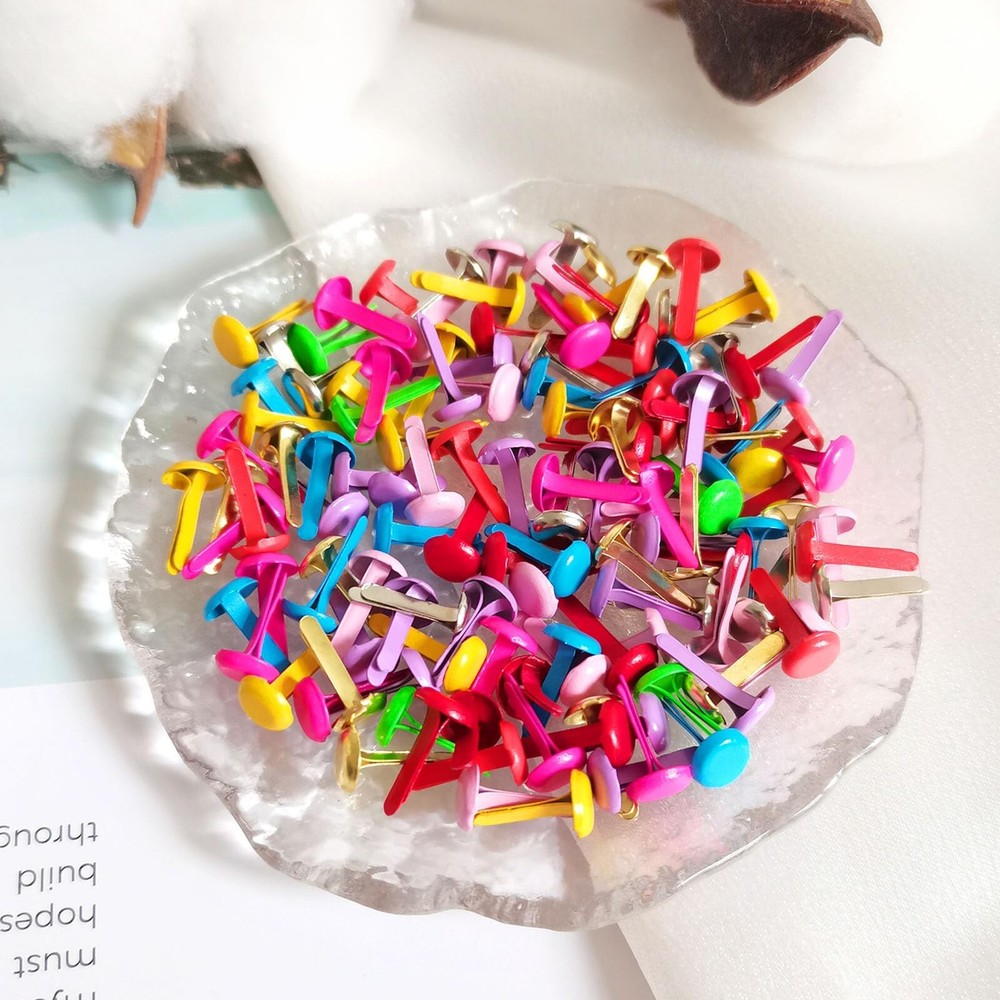 Quacc 200pcs Multicolor Split Pins Round Scrapbooking Brads Split Pins Paper ...