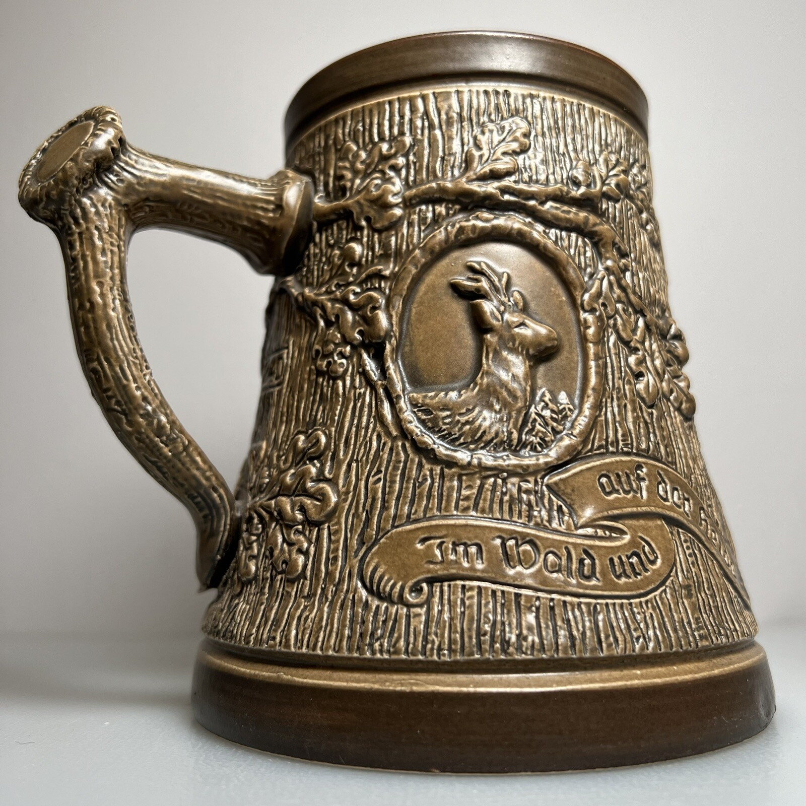 Western Germany Ceramic STAG ELK Beer STEIN MUG Hunter Dogs Black Forest German