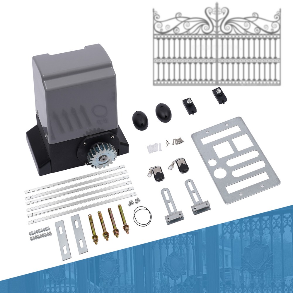 4400LBS Automatic Sliding Gate Opener Rack Driven W/ 2 Remotes & Complete Kit