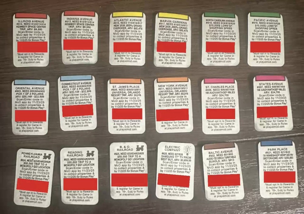 McDonald’s Monopoly Game Stickers