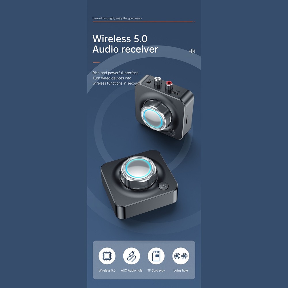 2-in-1 Wireless Bluetooth V5 Aux Audio Receiver Receiver TF Card Reader B