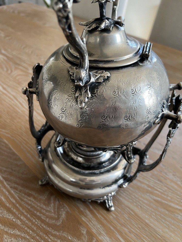 JD & Co Tea Pot Spirit Kettle Burner Wick Silver Plate