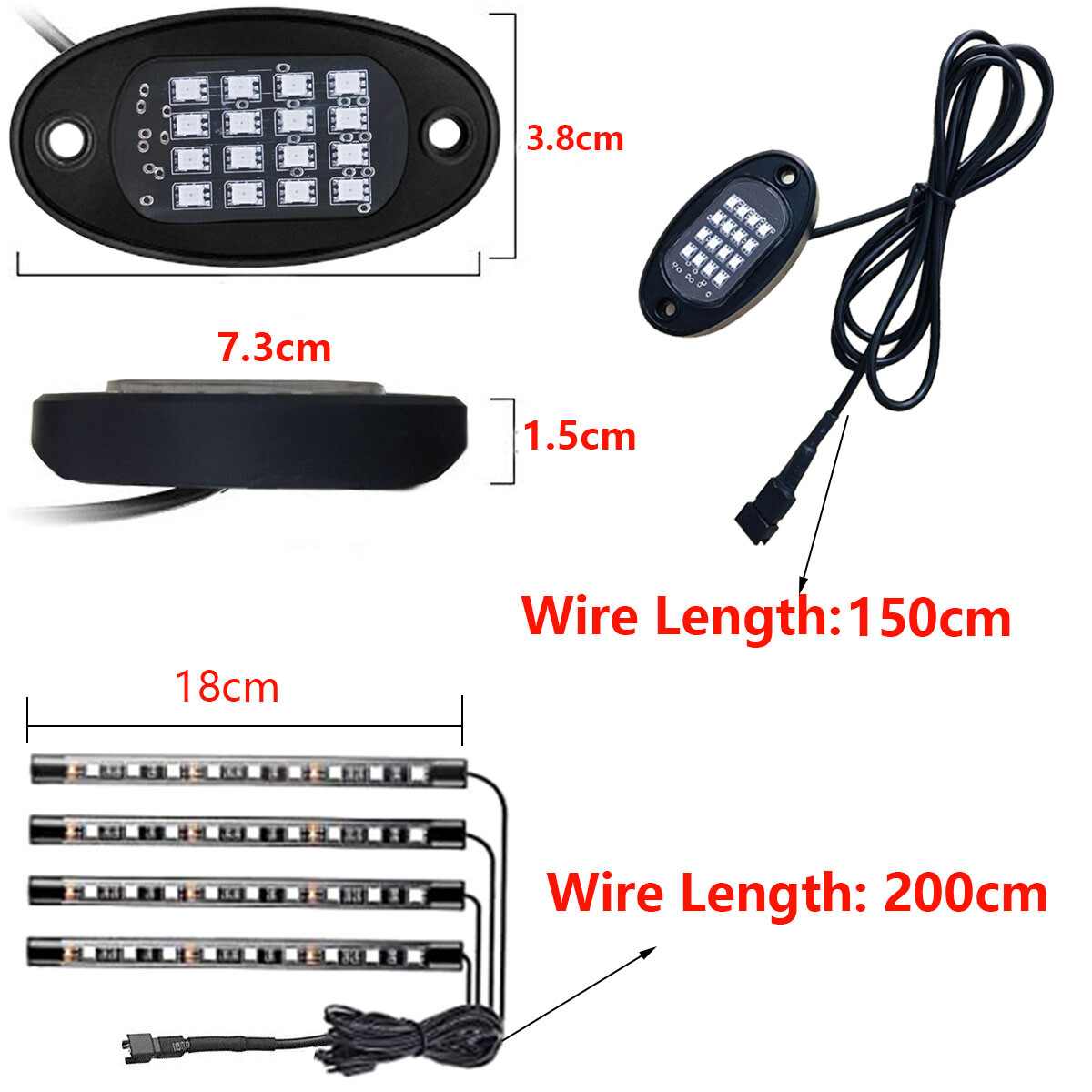 12xRGB LED Rock Light Kit For Off-Road Underglow Foot Wheel Well Light Truck ATV