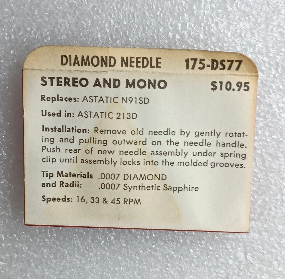 175-DS77 SUPERB DIAMOND NEEDLE, ASTATIC N91SD