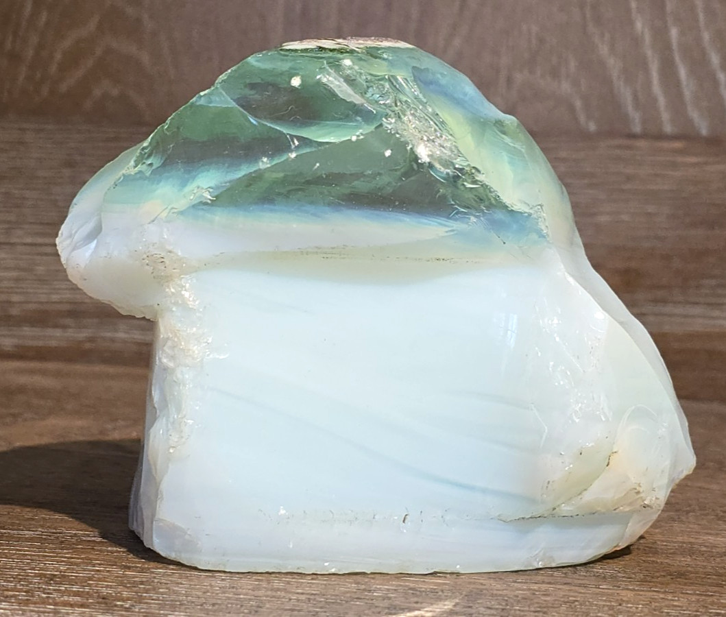 Aqua & Opalite Layered Slag Glass Rock Chunk 27oz 4 inches Landscape Aquarium