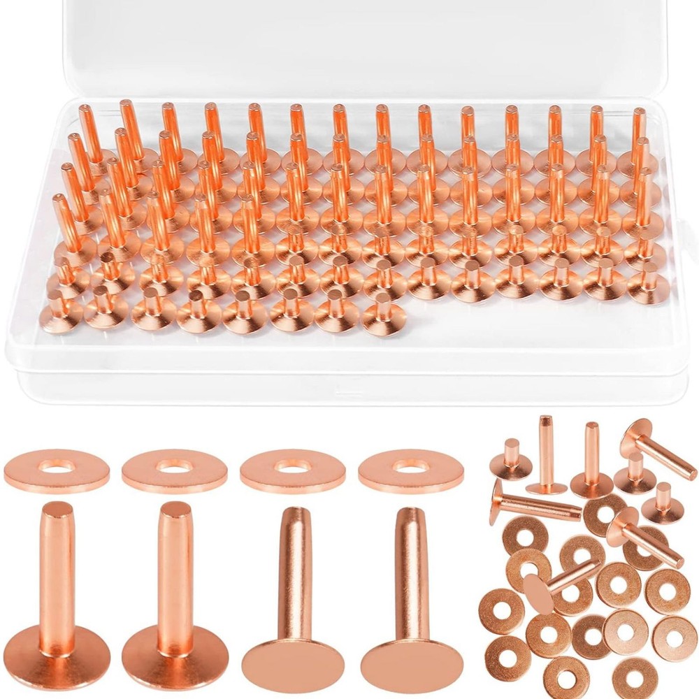 77set/pack Concise 2-size # Copper Rivets&Burrs For Home DIY Leather Working