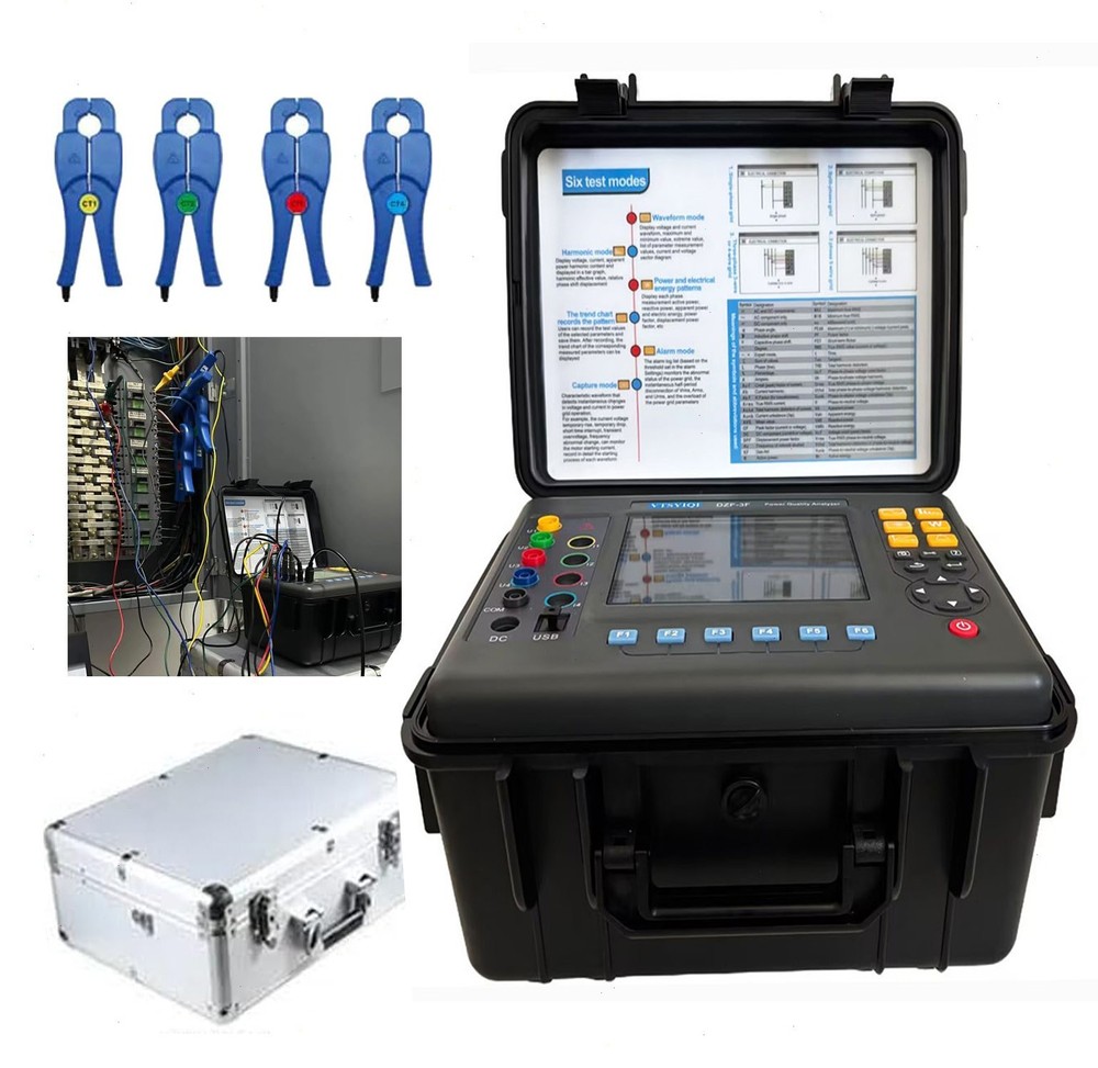 Portable Power Quality Analyzer with AC Current 0.10~100A Built-in Flash Memory