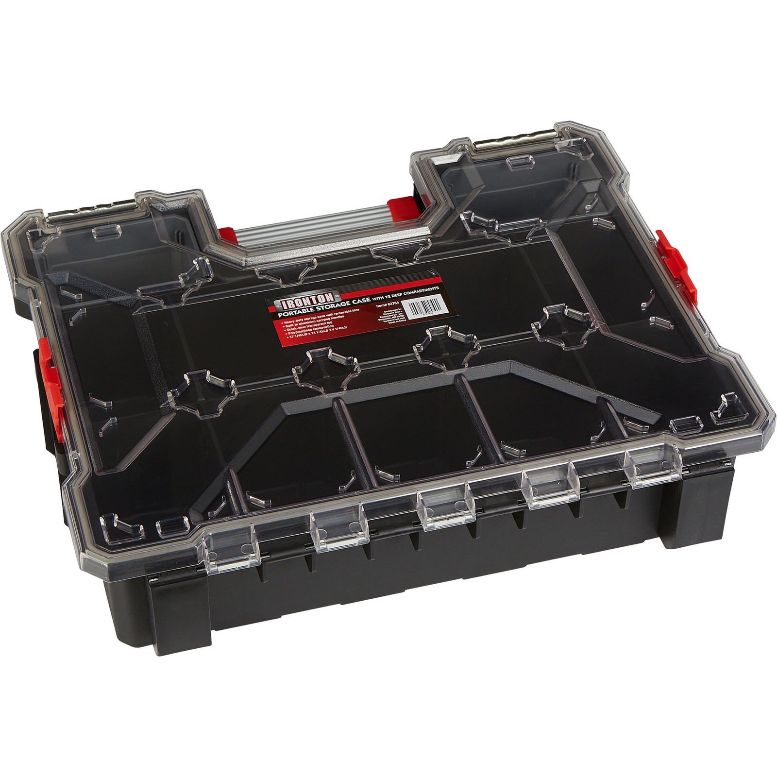 Ironton Portable Storage Case, 17-1/4in.W x 14-1/4in.D x 4-1/4in.H, 12 Deep