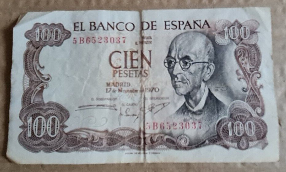 5 x 100 Pesetas Notes 1970 - All Circulated
