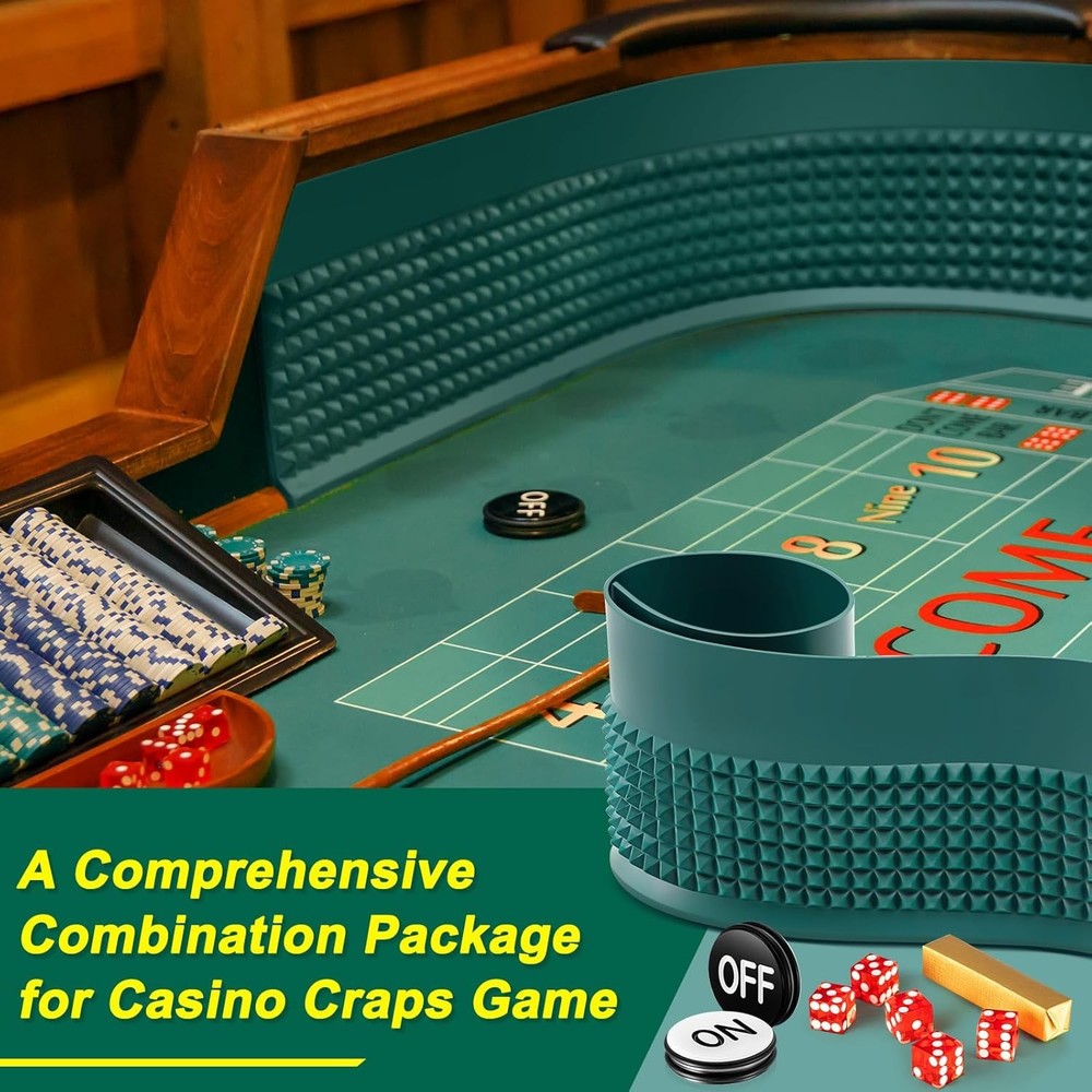 Craps Tabletop Game Set Includes 35X70 Rubber Tabletop Layout Mat Craps Diamond