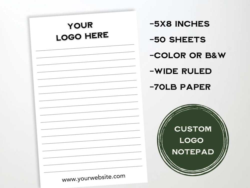 5x8 Custom Business Logo Notepad