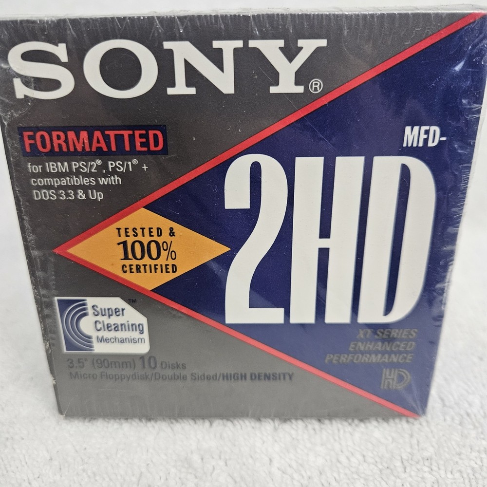Sony Imation 3.5" High Density IBM 2HD PS/1/2 Formatted SEALED 10 Pack Diskettte