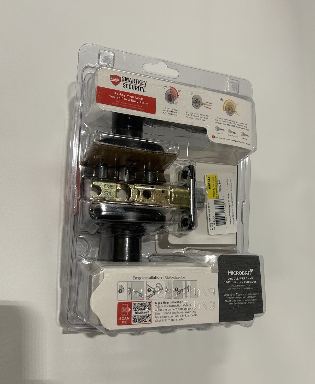 Kwikset Hollis Round Matte Black Keyed Entry Door Handle with SmartKey Security