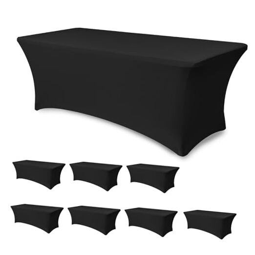 Table Cloths for 6 Foot Rectangle Tables-8 Pack Fitted 6 FT | 8 Pack Black