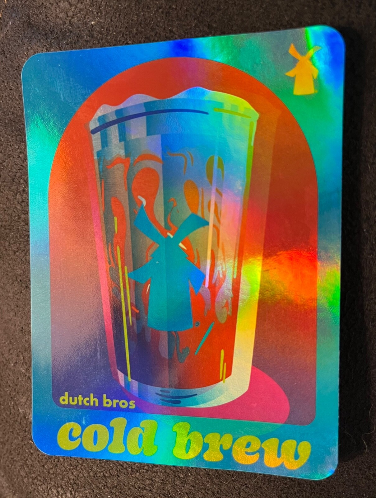 Dutch Bros Coffee Sticker National Cold Brew Day Holographic Blue 2022