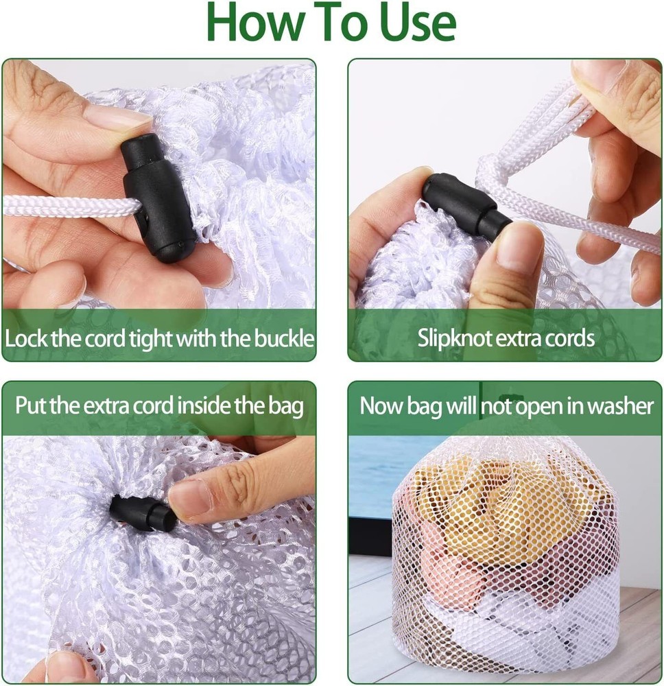 2pcs Heavy Duty Extra Large Mesh Laundry Bag Extra Large Drawstring Laundry Bag