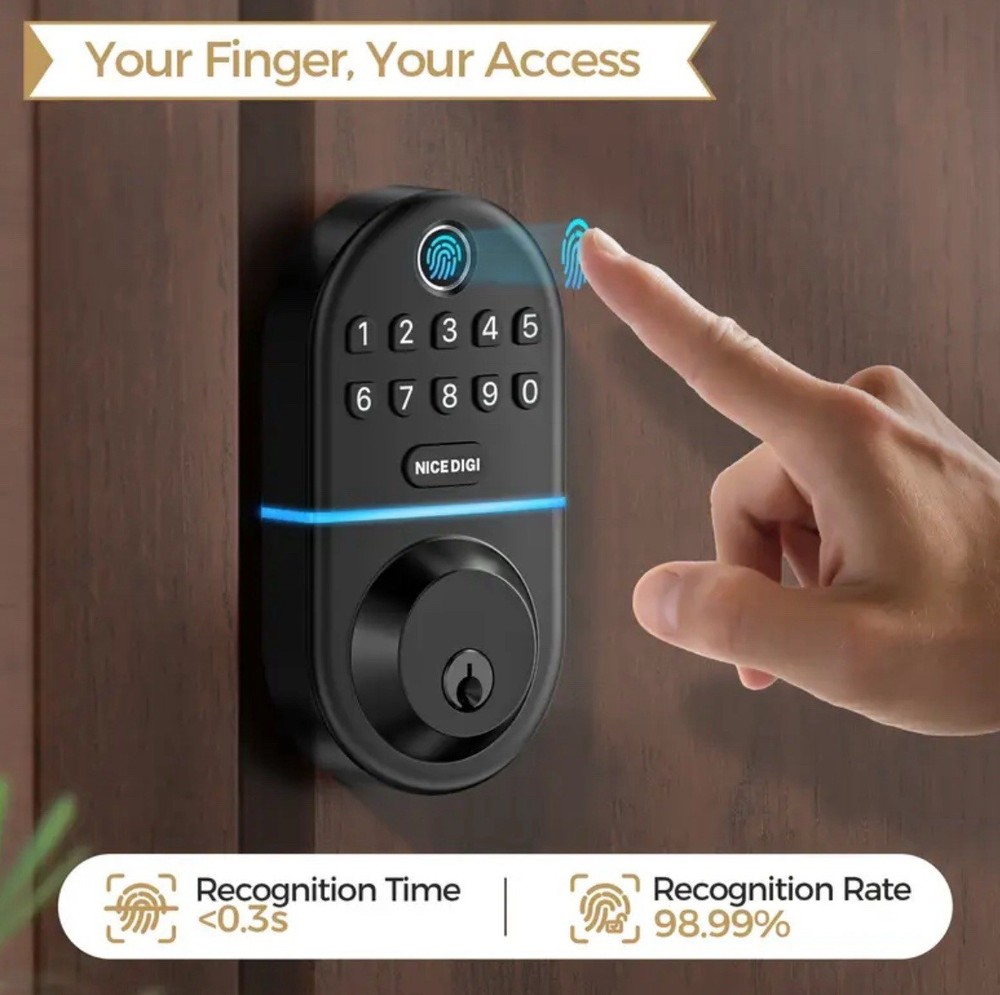 Keyless Door Lock, Smart Door Lock, Fingerprint Unlock, Automatic Locking