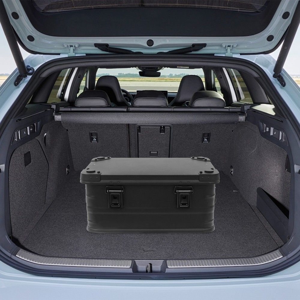 30L Aluminum Storage Box w/ Sponge Pad - 7.93 Gallon Black Rectangular Container