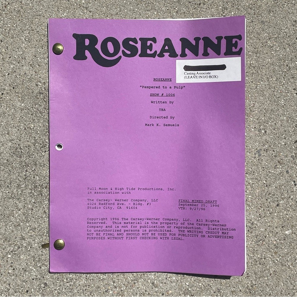 Roseanne Original 1996 Production Used Final Draft Script Goodman Barr Metcalf