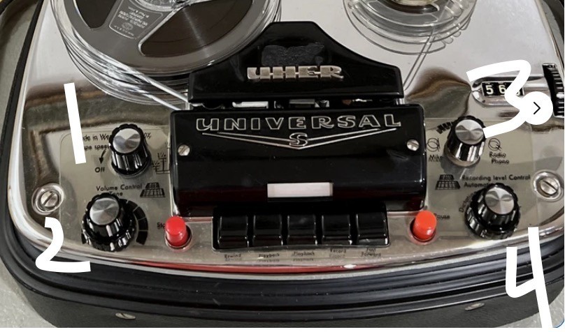 UHER Universal , Reel to Reel Recorder Front Knobs 6 pieces 4 knobs