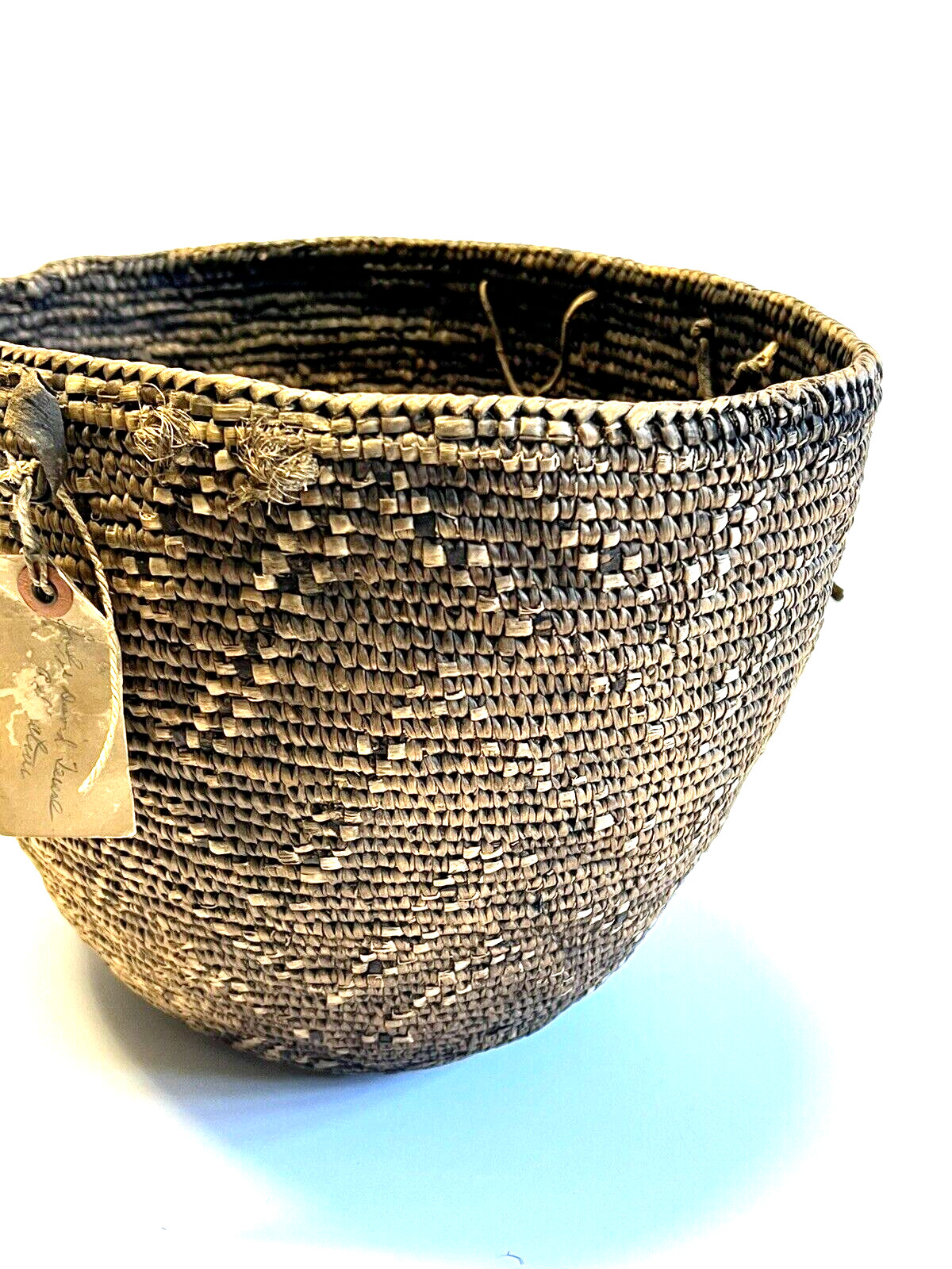 Antique Native American Indian Hand Weaved Basket; Large 13"; Late 1880's -1900