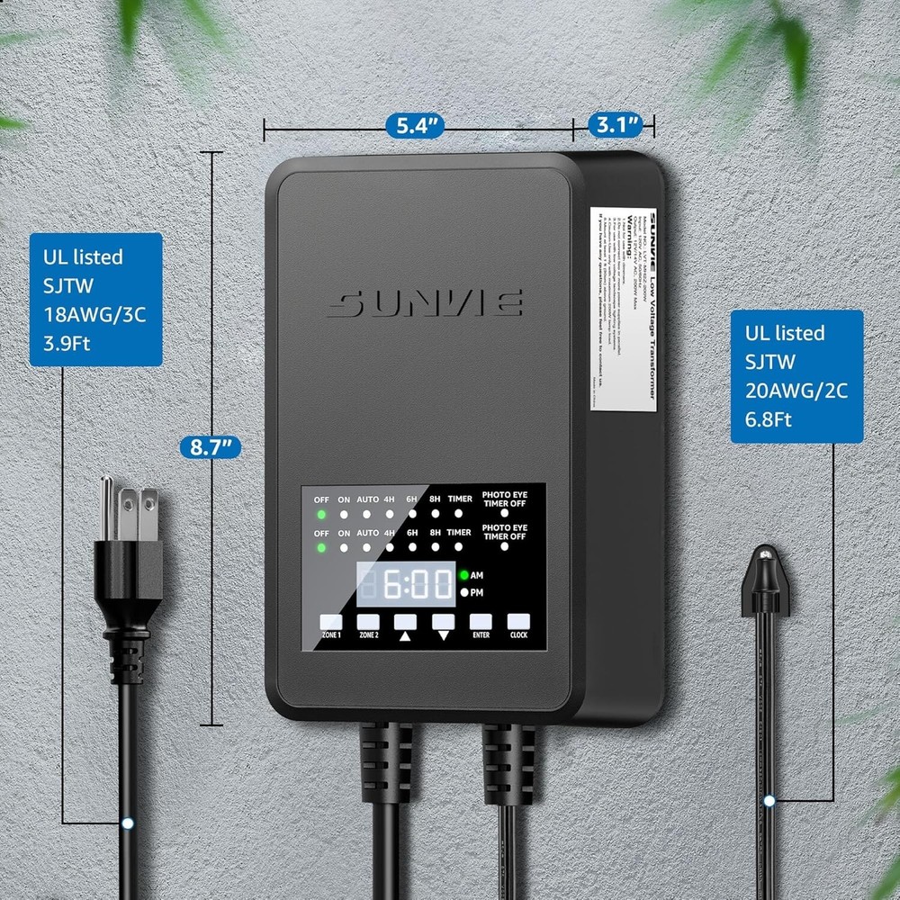 Durable Weatherproof 200W Low Voltage Landscape Transformer w/ Photocell & Timer
