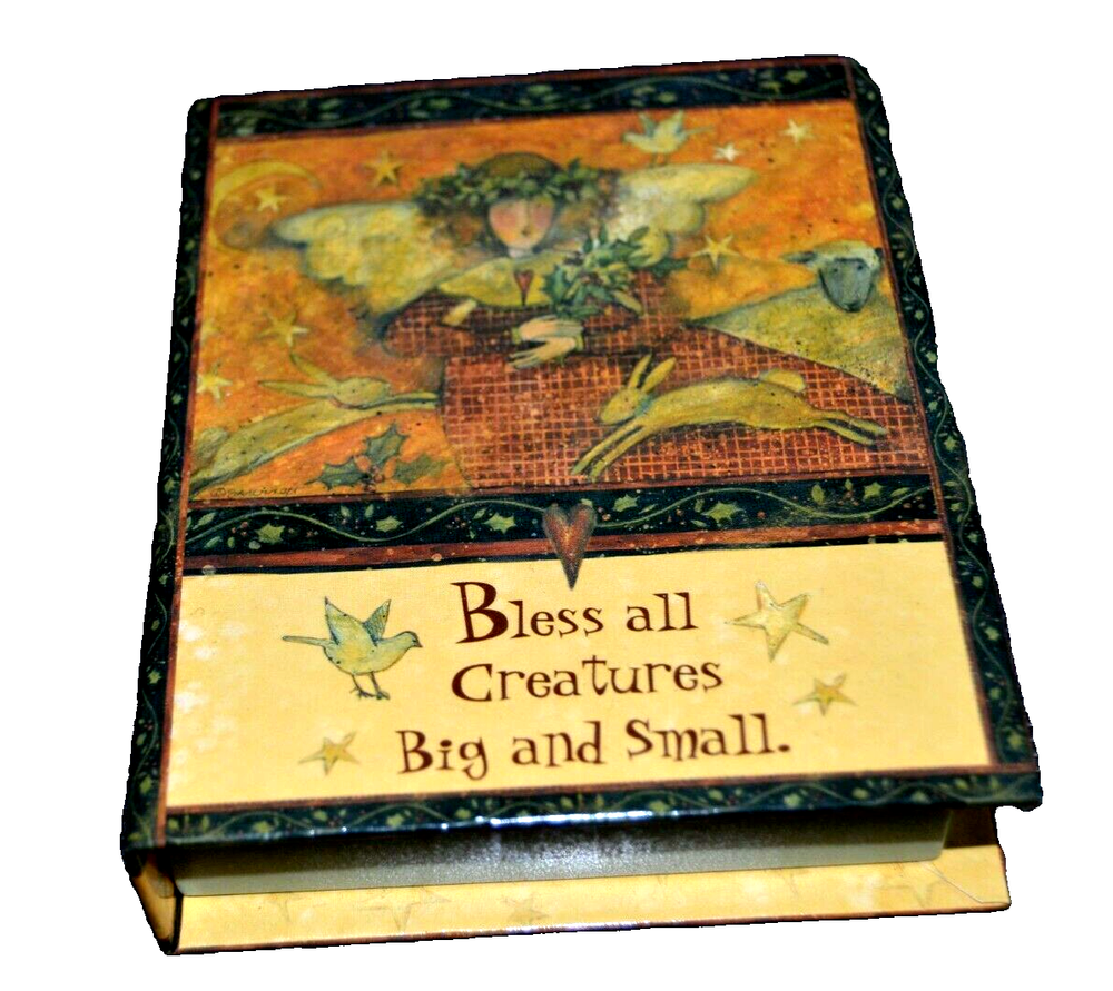 SUSAN WINGET Note Sheets Vtg Book Style Box BLESS ALL CREATURES Angel Hearts