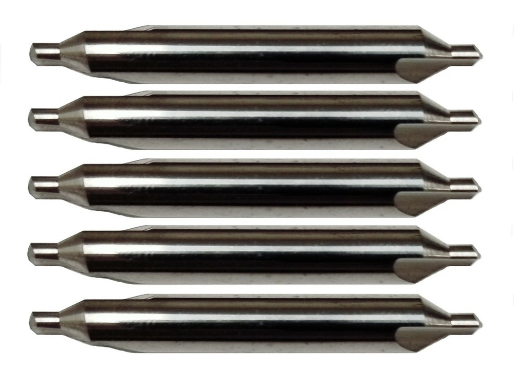 5 Pack #1 Solid Carbide Center Drill – 60° – 3/64" Pilot – CNC – 1/8" Shank