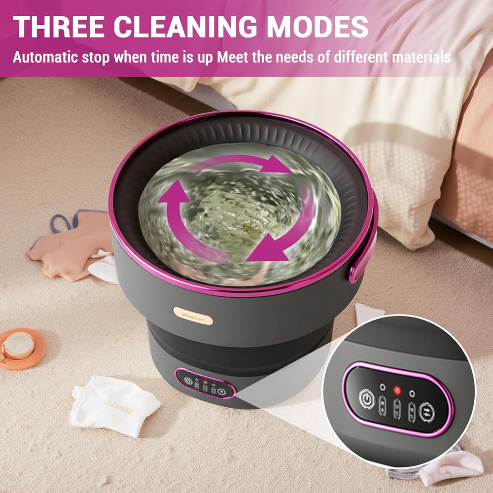 Portable Washing Machine, 13 L Foldable Mini Washer with with 4 Modes and Spin B