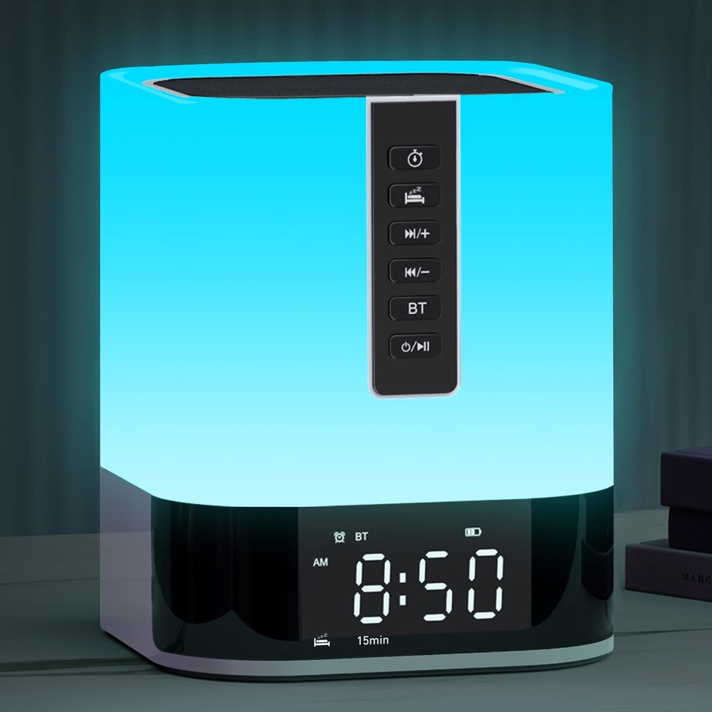 White Noise Sound Machine Alarm Clock with Bluetooth Speaker, 48 Ni... Fast Ship