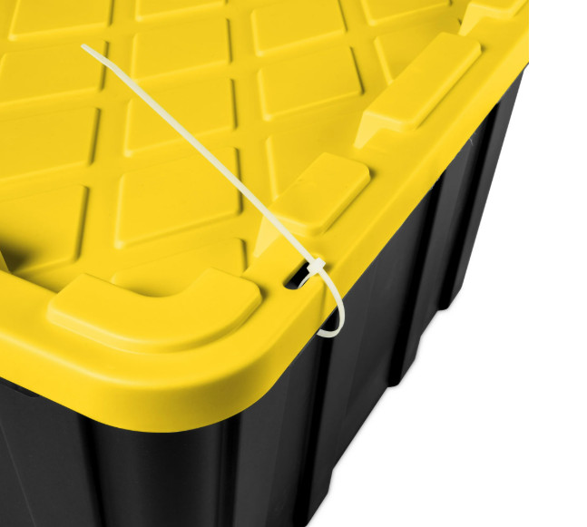 Sterilite 27 Gallon Storage Bin with Lid, Black/Yellow, 6 Pack