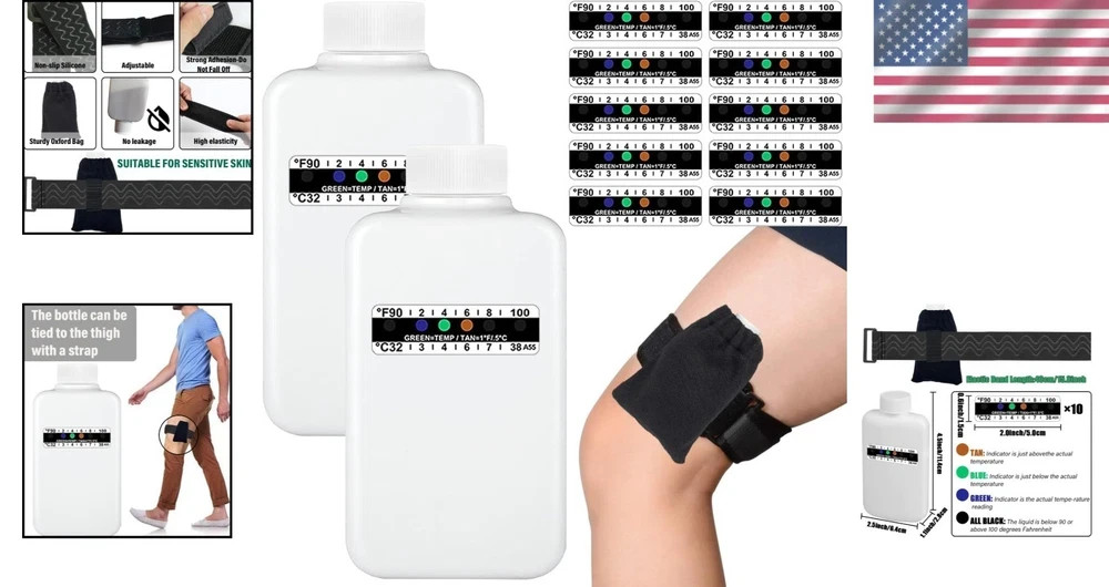14-Piece Urine Kit with Empty Bottles, Temperature Strips, and Pouch