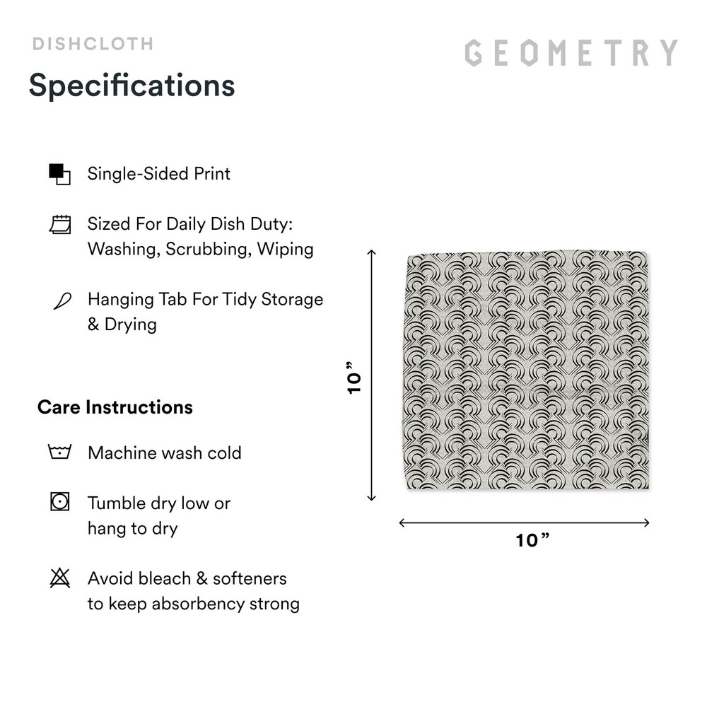 GEOMETRY Kitchen Dish Cloths - Quick Dry 10" x (3 Pack), All Lined Up