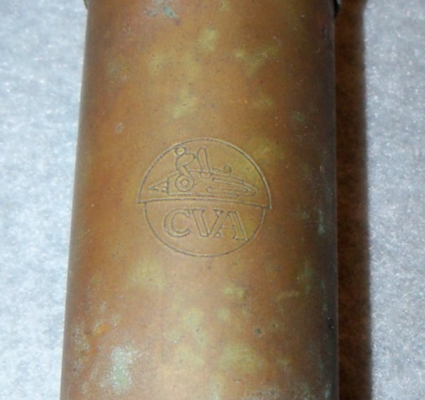 Vintage Brass CVA Black Powder Dispenser / Flask Priming Powder / Muzzle Loader