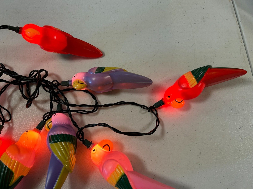 Vintage Lights Parrot Blown Mold String Patio RV Lights Set 1