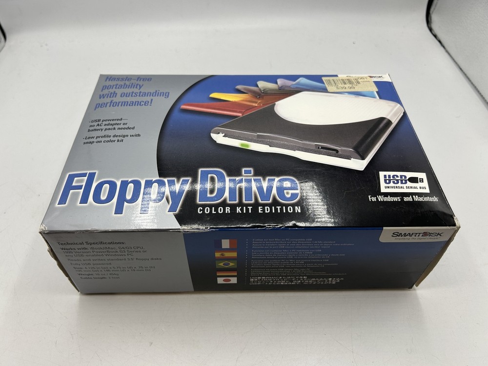 SmartDisk USB iMac 1.44 Floppy Drive FDUSB-M for Macintosh or PC