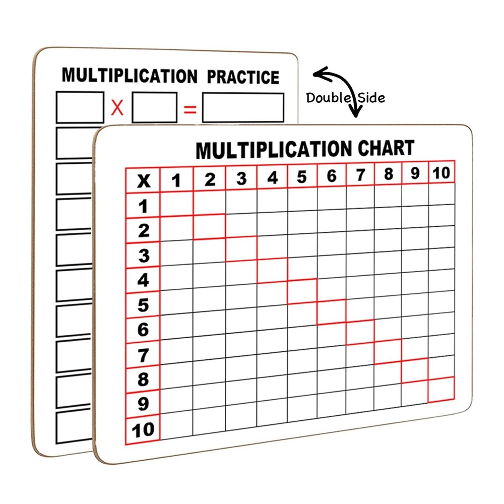 Dry Erase Multiplication Chart White Board, 9" x 12" Double Side Table Math M...