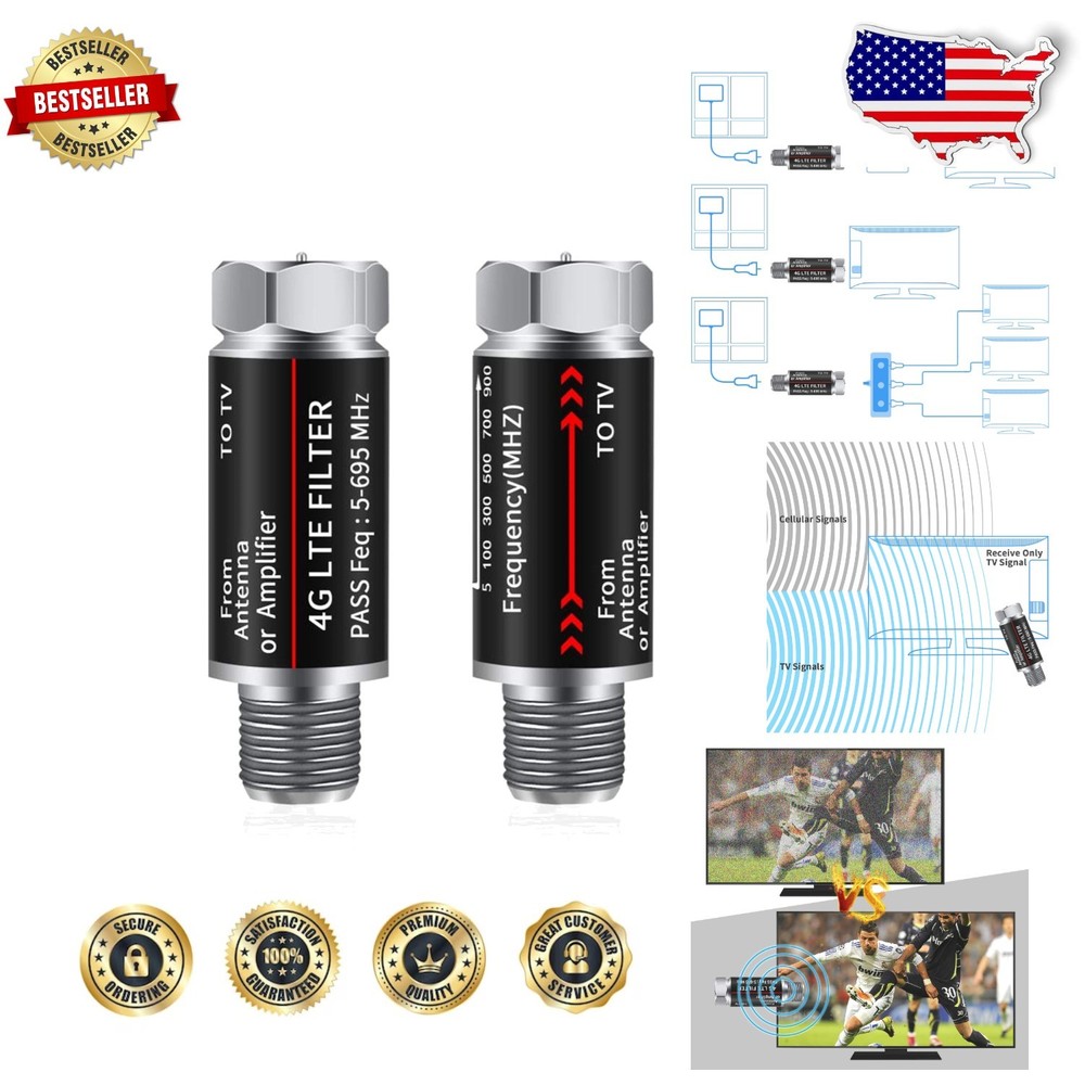 Upgrade 2PCS LTE Filter for TV Antenna Boost Signal 4G/5G Reduce Interference