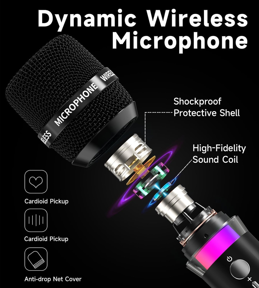 Wireless Microphone, Rechargeable Wireless Microphones with One-To-One Chip Conn