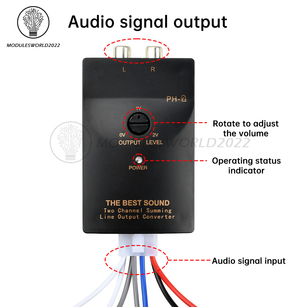 PH-2 Level Car Speaker High to Low Subwoofer Audio Converter With Delay Function
