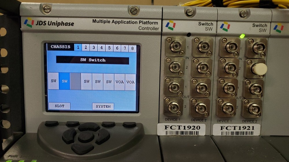 JDS Uniphase MAP+1111110 MAP Chassis / Mainframe & Controller With (7) Modules