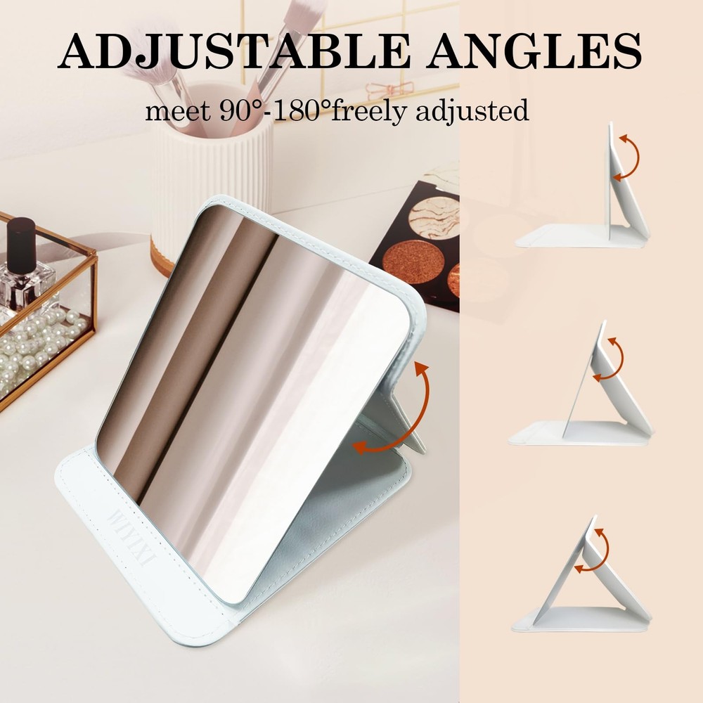 gogofree Foldable Desktop Mirror, 8" × 6" Adjustable Angle 8"L x 6"W, White
