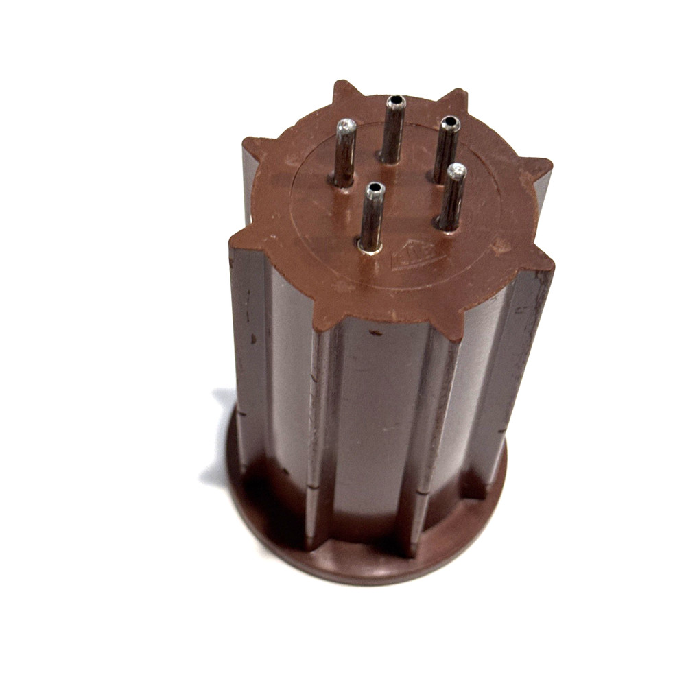 one 5 pin plug-in coil form OD= 57 mm L= 90 mm made by BUD used DARK BROWN #1