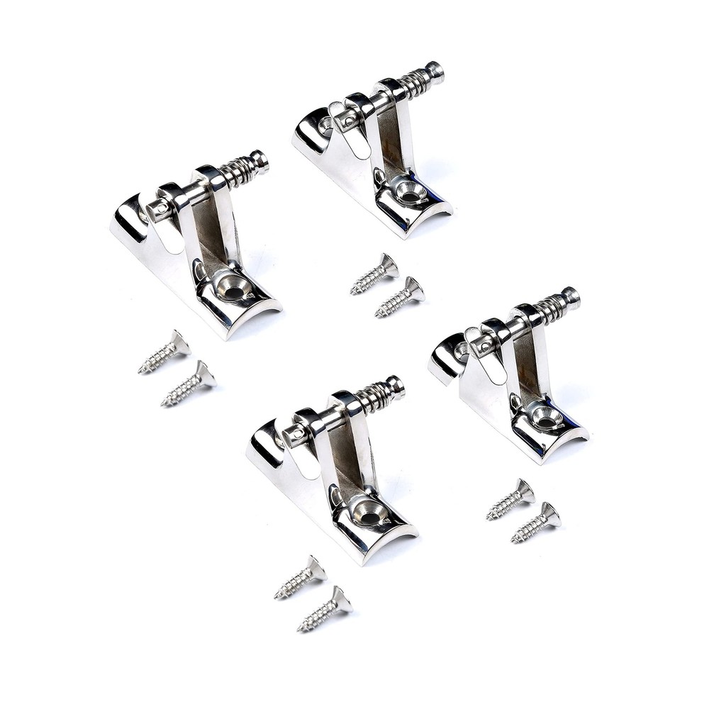 4 PCS Bimini Top Deck Hinges Fitting Concave Base Hardware Quick Pins Boat