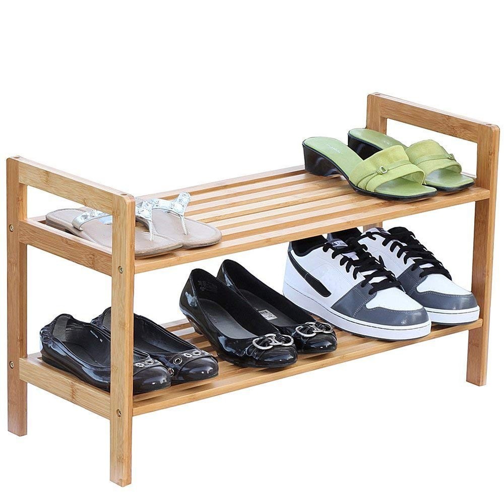 2-Tier Bamboo Shoe Rack, Natural