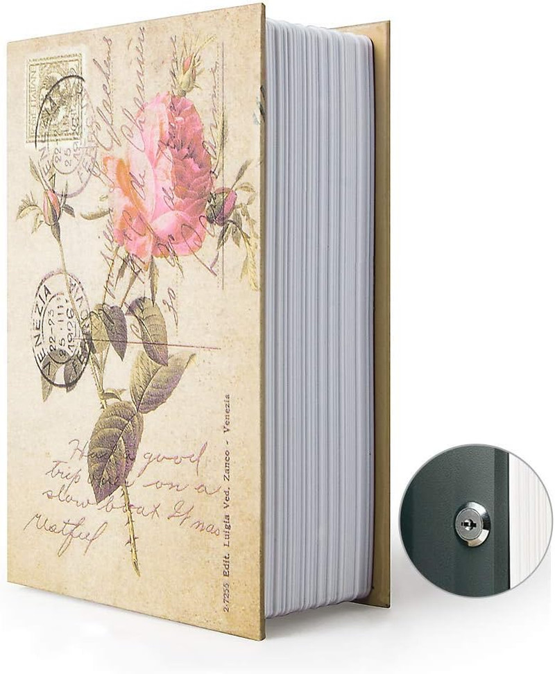 Book Safe Storage Box (9.5"×6"×2.2") with Security Key Lock - Hidden Safe