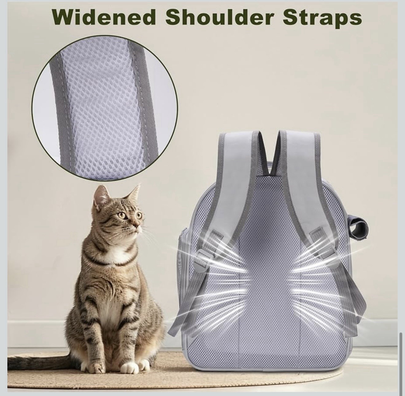 Cat Carrier Backpack, Spacious Breathable Cat Carrying Bag with Three Openings