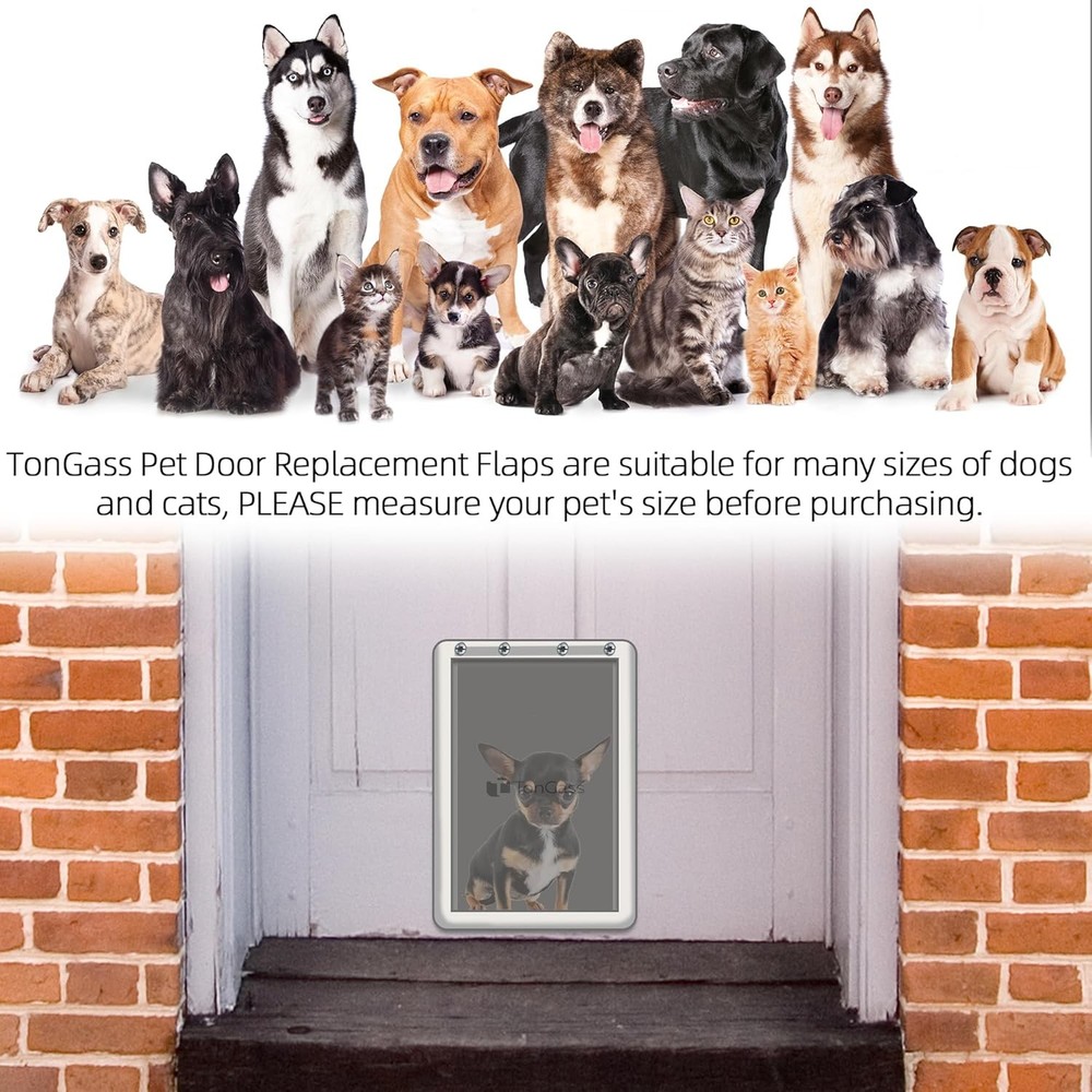 TonGass PAC11-11038 Medium Dog Door Flap Replacement Compatible Medium, Gray
