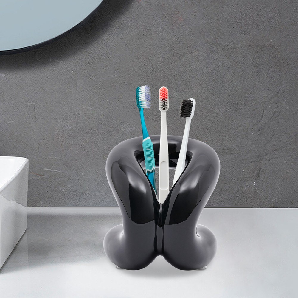 Ceramic Holder Stand Toothbrush Holder  Makeup Brush Holder Black