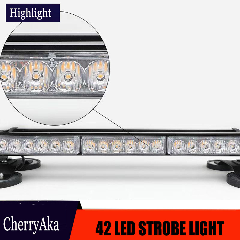 21" 42LED 126W Emergency Warning Double Side Strobe Flash Light Bar Amber